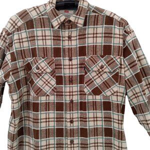 Vtg Mens Levis Brown Plaid Cotton Heavy Shirt 90s Shacket Pockets India Size L